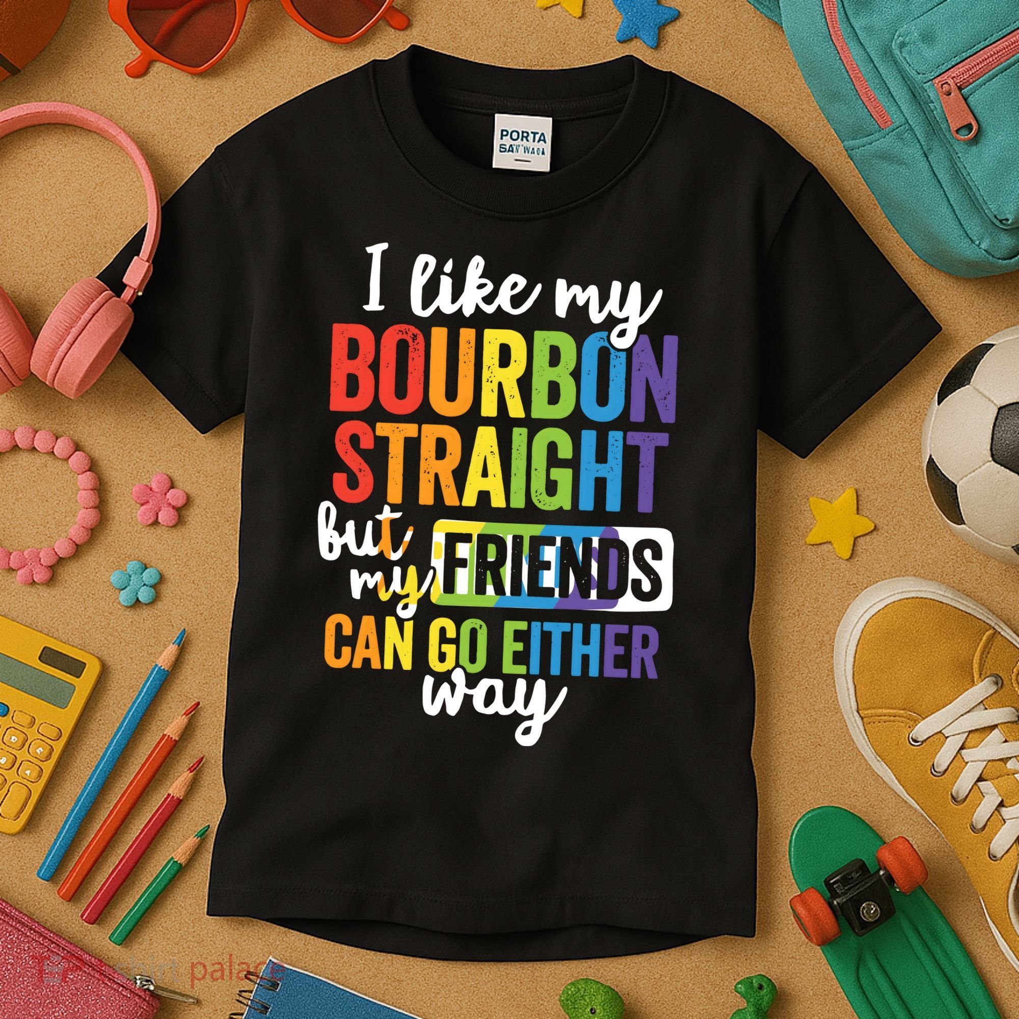 Funny Pride LGBT Ally Gift Bourbon Straight Friends Premium Kids T-Shirt