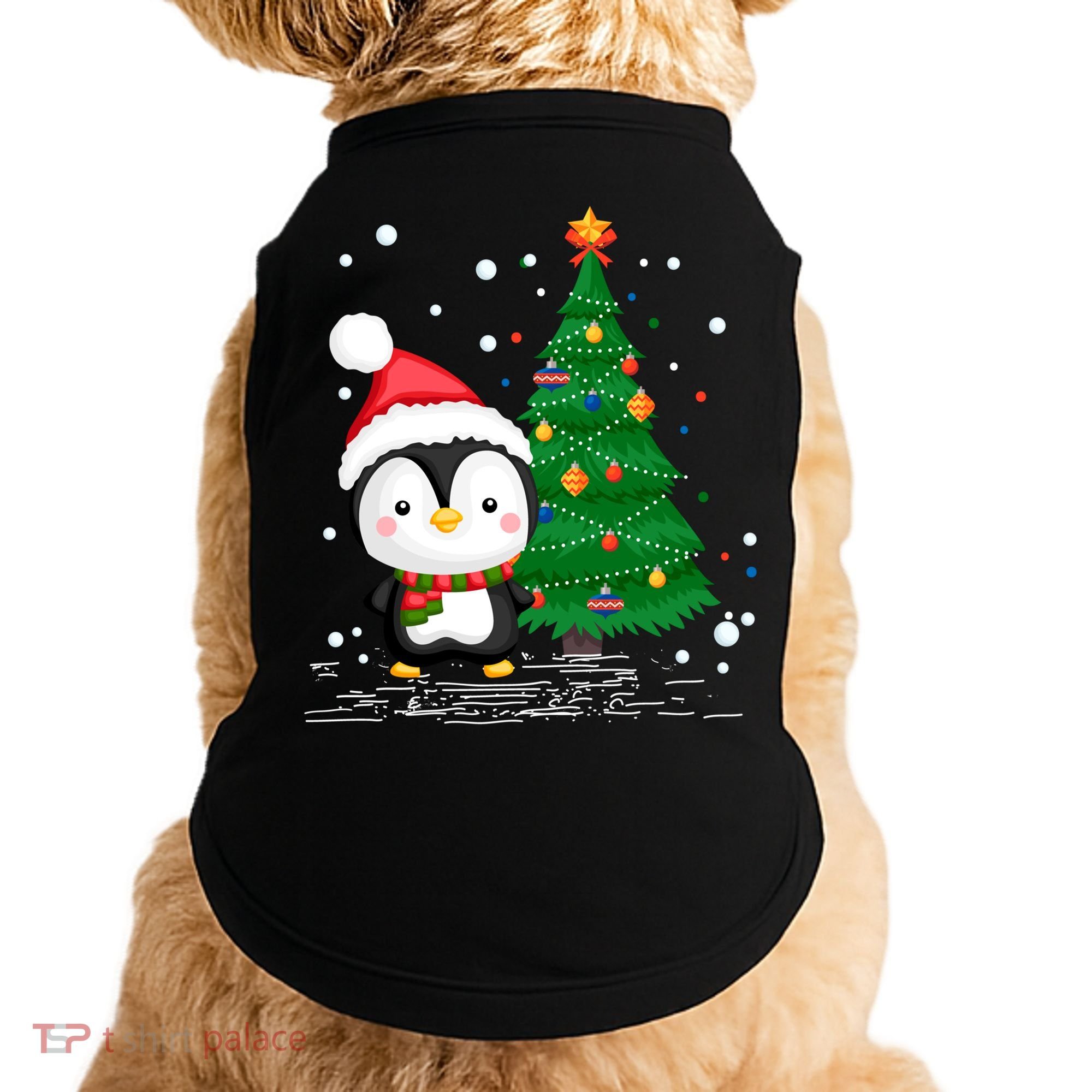 Funny Penguin Lover Gift Santa Hat Penguin Christmas Gift Doggie Tank