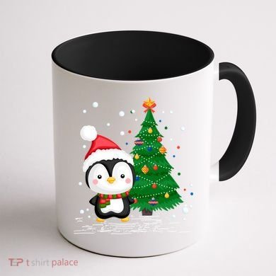 Funny Penguin Lover Gift Santa Hat Penguin Christmas Gift Coffee Mug back