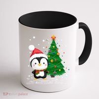 Funny Penguin Lover Gift Santa Hat Penguin Christmas Gift Coffee Mug thumb 1