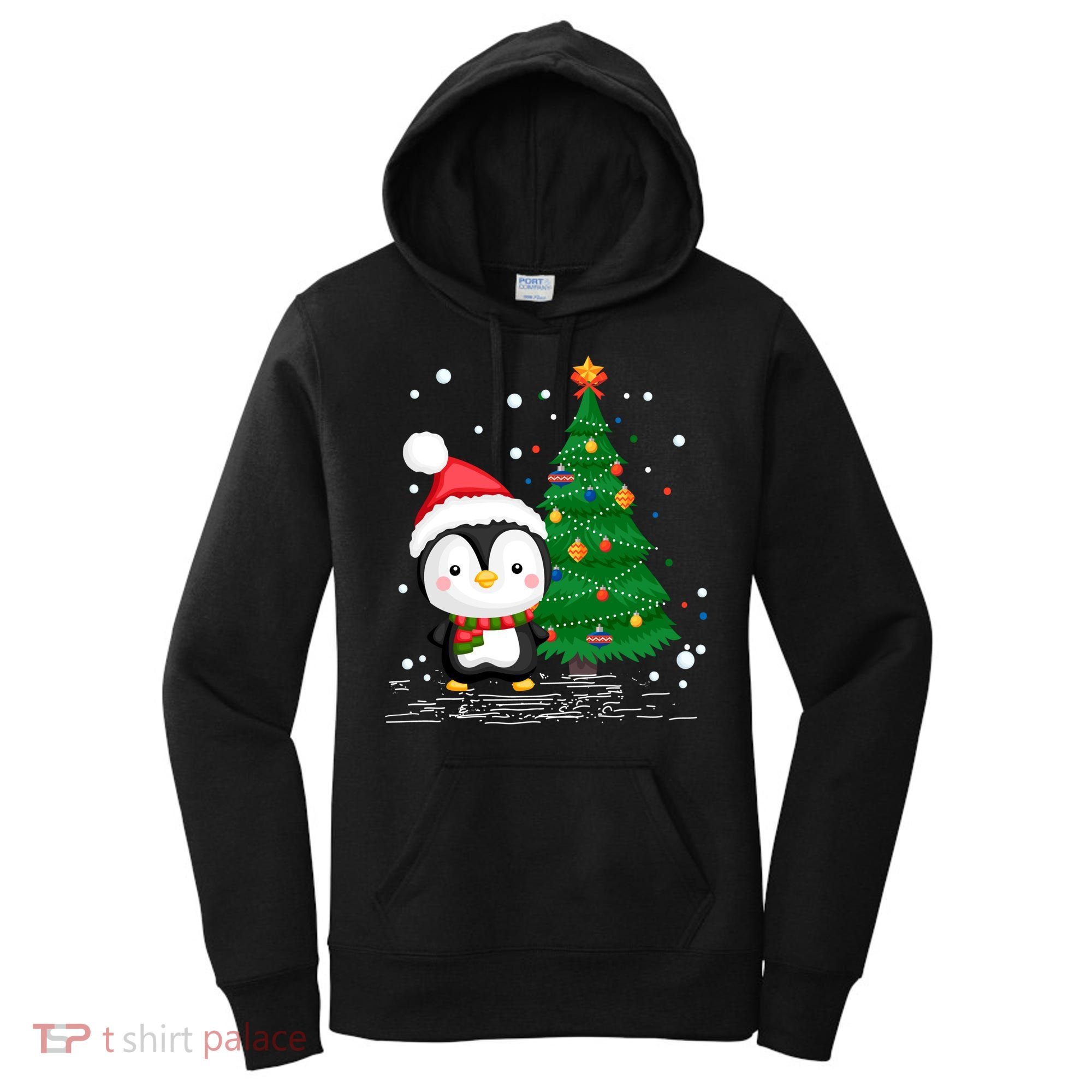 Funny Penguin Lover Gift Santa Hat Penguin Christmas Gift Women's Hoodie