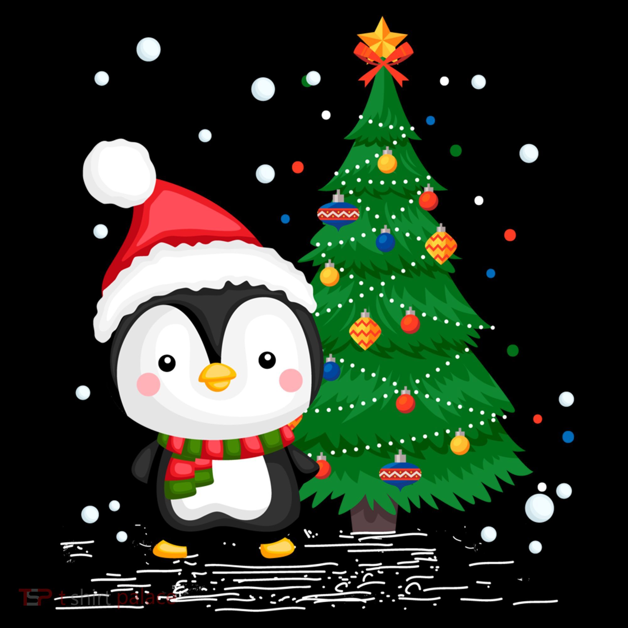 Funny Penguin Lover Gift Santa Hat Penguin Christmas Gift Women's Hoodie