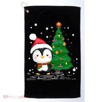 Funny Penguin Lover Gift Santa Hat Penguin Christmas Gift Golf Towel thumb 0