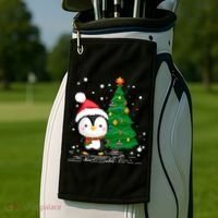 Funny Penguin Lover Gift Santa Hat Penguin Christmas Gift Golf Towel thumb 2