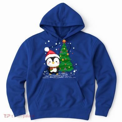 Funny Penguin Lover Gift Santa Hat Penguin Christmas Gift Hoodie