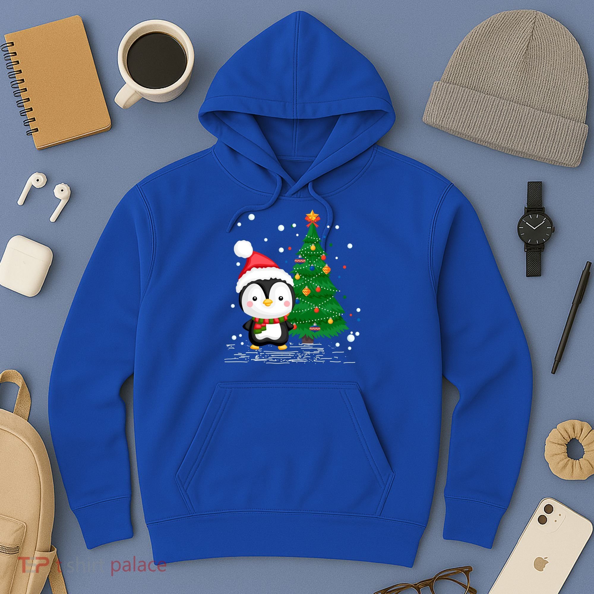 Funny Penguin Lover Gift Santa Hat Penguin Christmas Gift Hoodie