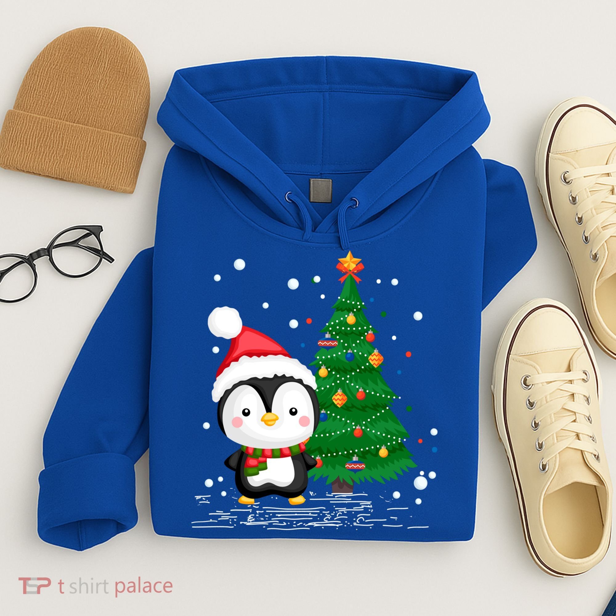 Funny Penguin Lover Gift Santa Hat Penguin Christmas Gift Hoodie