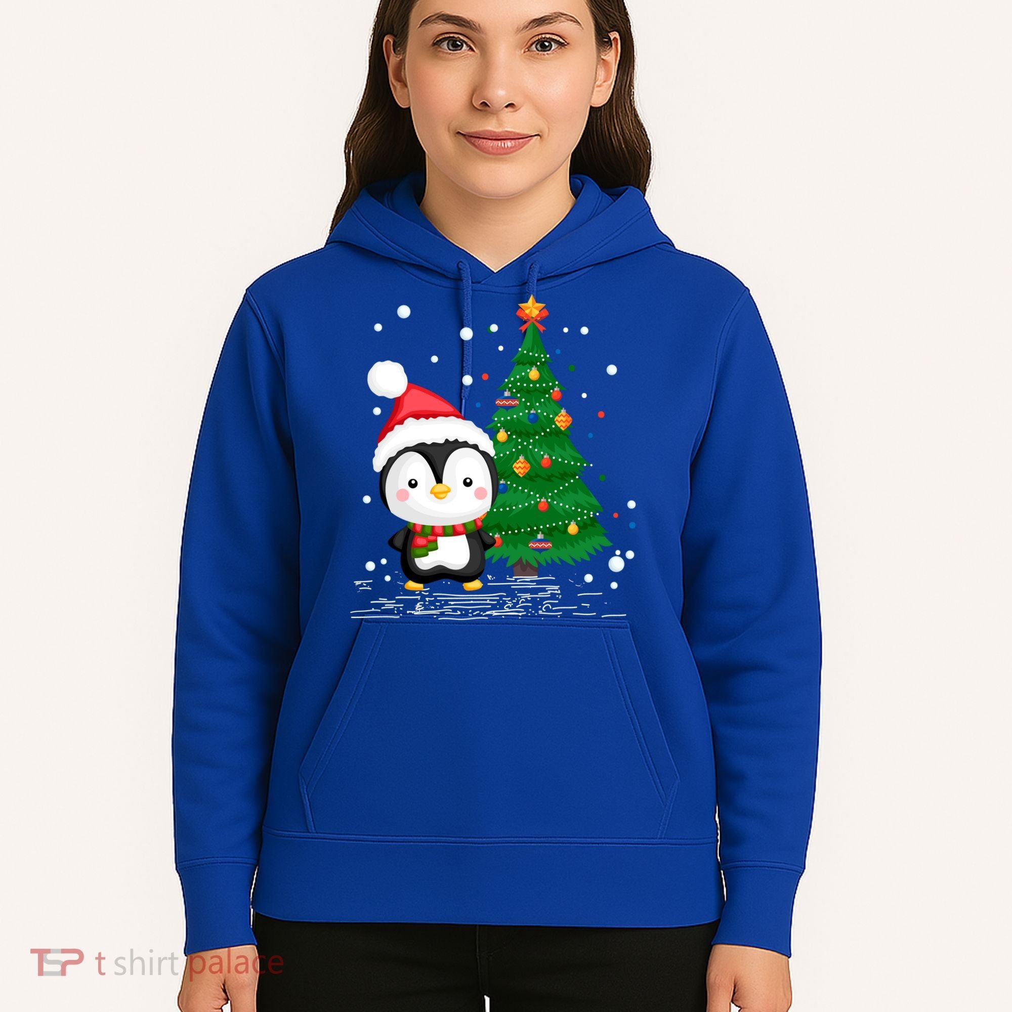 Funny Penguin Lover Gift Santa Hat Penguin Christmas Gift Hoodie