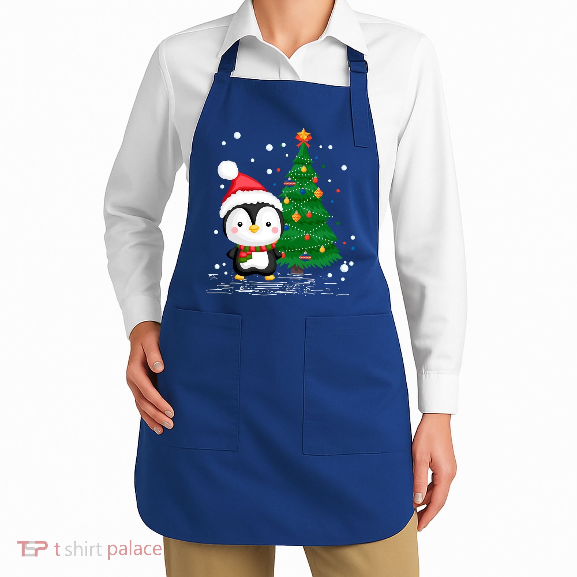 Funny Penguin Lover Gift Santa Hat Penguin Christmas Gift Apron