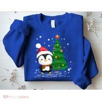 Funny Penguin Lover Gift Santa Hat Penguin Christmas Gift Sweatshirt thumb 2