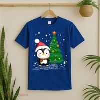 Funny Penguin Lover Gift Santa Hat Penguin Christmas Gift T-Shirt thumb 2