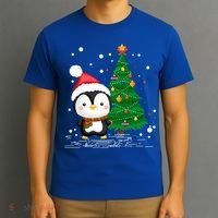 Funny Penguin Lover Gift Santa Hat Penguin Christmas Gift T-Shirt thumb 3