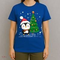 Funny Penguin Lover Gift Santa Hat Penguin Christmas Gift T-Shirt thumb 4
