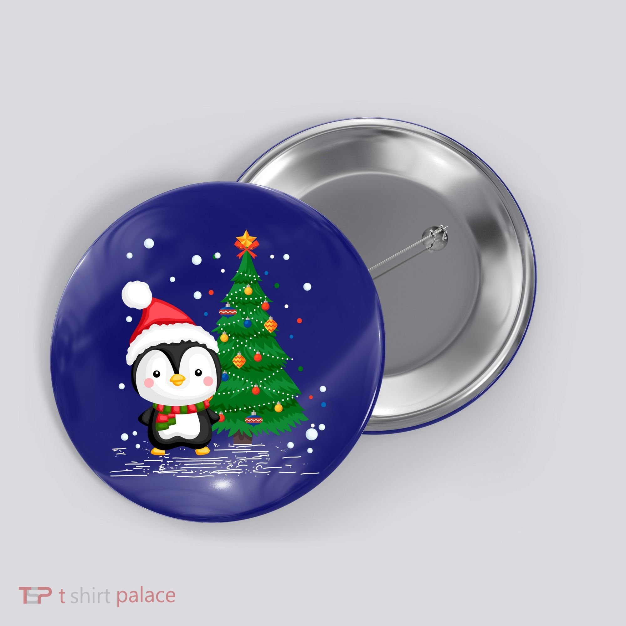 Funny Penguin Lover Gift Santa Hat Penguin Christmas Gift Button