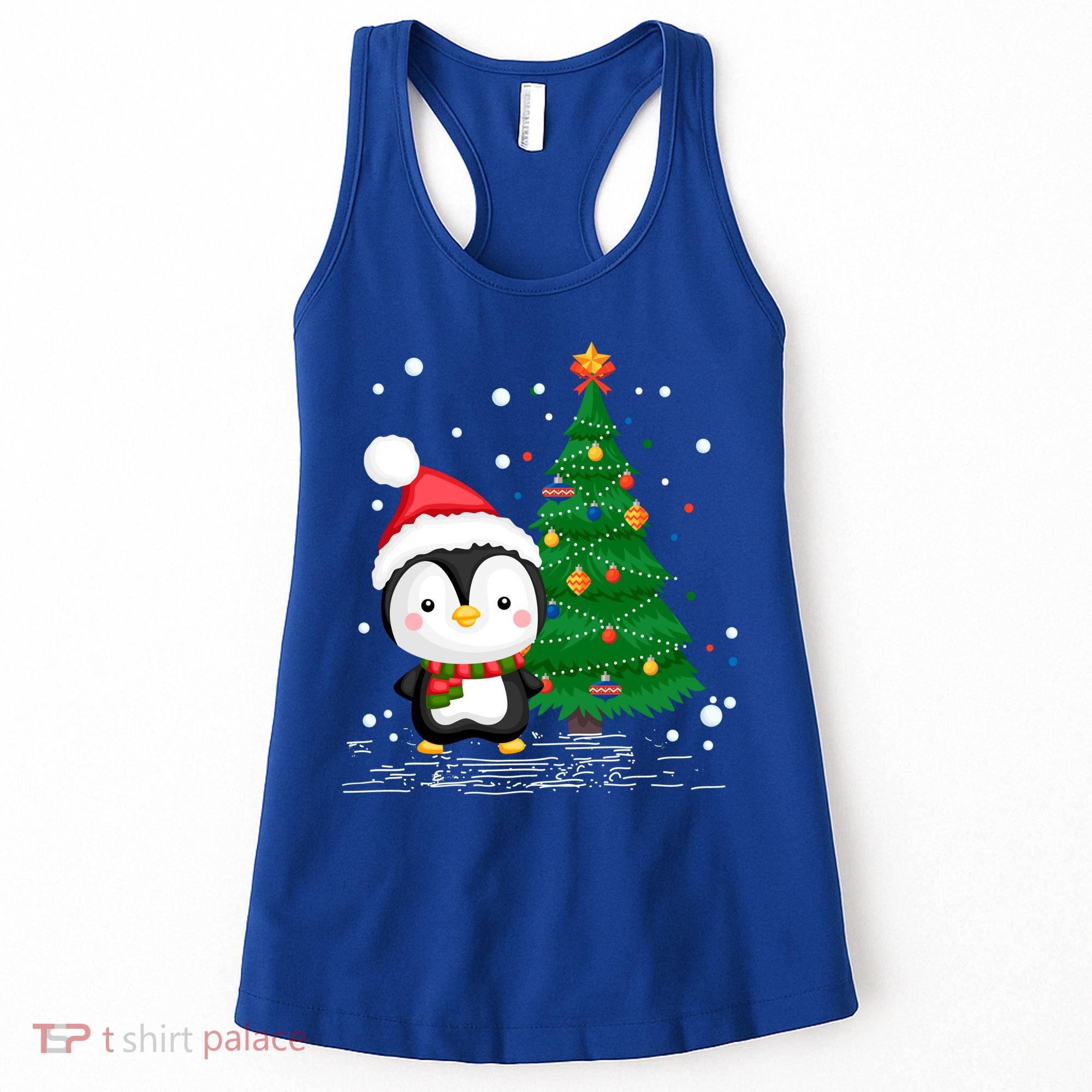 Funny Penguin Lover Gift Santa Hat Penguin Christmas Gift Women's Tank Top