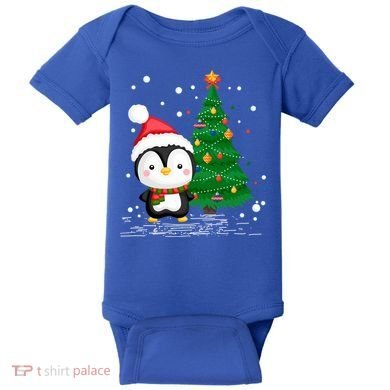 Funny Penguin Lover Gift Santa Hat Penguin Christmas Gift Baby Bodysuit