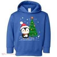 Funny Penguin Lover Gift Santa Hat Penguin Christmas Gift Toddler Hoodie thumb 0