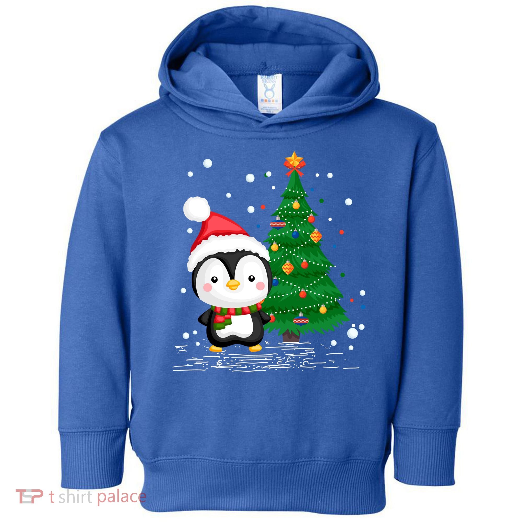 Funny Penguin Lover Gift Santa Hat Penguin Christmas Gift Toddler Hoodie