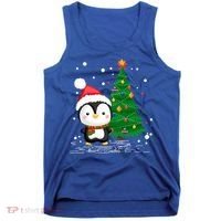 Funny Penguin Lover Gift Santa Hat Penguin Christmas Gift Tank Top thumb 0
