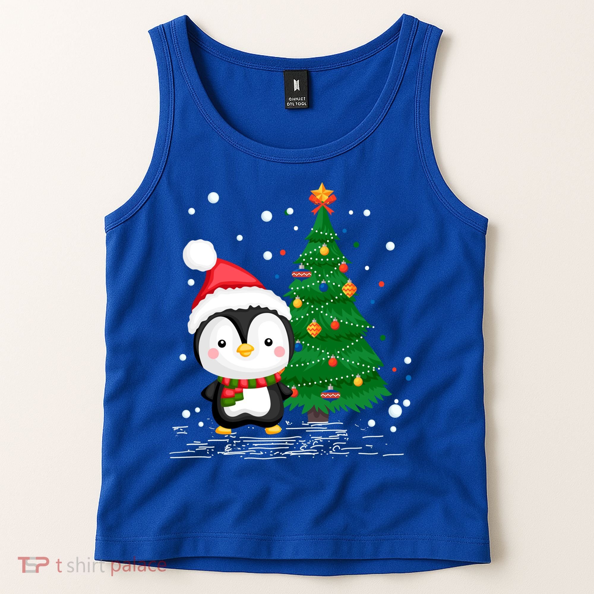 Funny Penguin Lover Gift Santa Hat Penguin Christmas Gift Tank Top