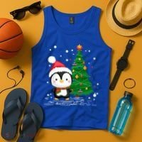 Funny Penguin Lover Gift Santa Hat Penguin Christmas Gift Tank Top thumb 4