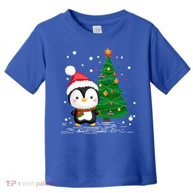 Funny Penguin Lover Gift Santa Hat Penguin Christmas Gift Toddler T-Shirt