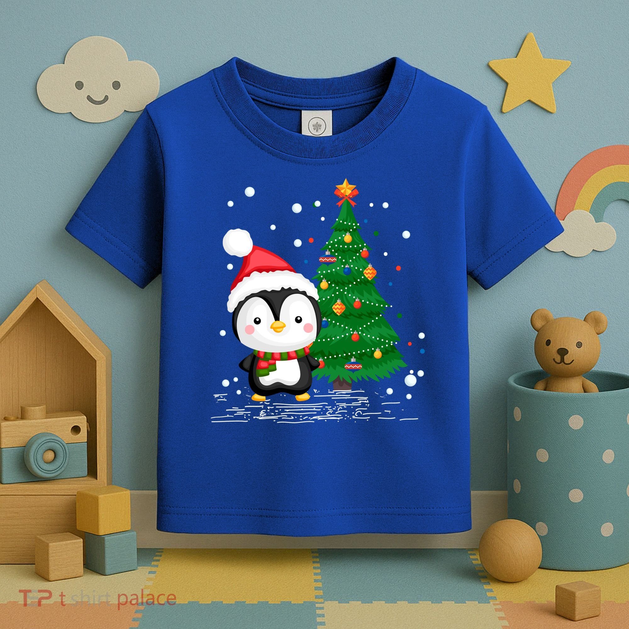 Funny Penguin Lover Gift Santa Hat Penguin Christmas Gift Toddler T-Shirt