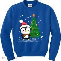 Funny Penguin Lover Gift Santa Hat Penguin Christmas Gift Kids Sweatshirt thumb 0