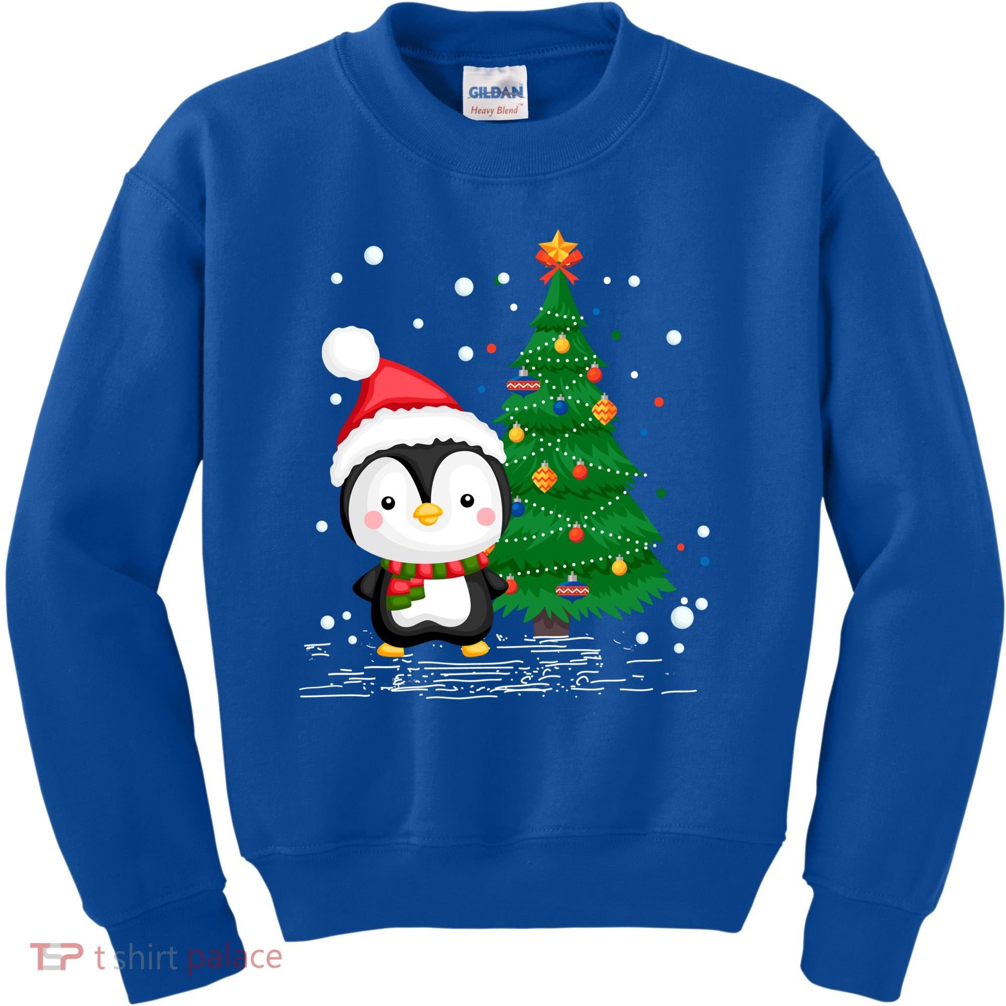 Funny Penguin Lover Gift Santa Hat Penguin Christmas Gift Kids Sweatshirt