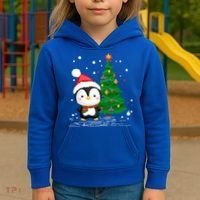 Funny Penguin Lover Gift Santa Hat Penguin Christmas Gift Kids Hoodie thumb 3