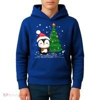 Funny Penguin Lover Gift Santa Hat Penguin Christmas Gift Kids Hoodie thumb 4