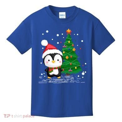 Funny Penguin Lover Gift Santa Hat Penguin Christmas Gift Kids T-Shirt