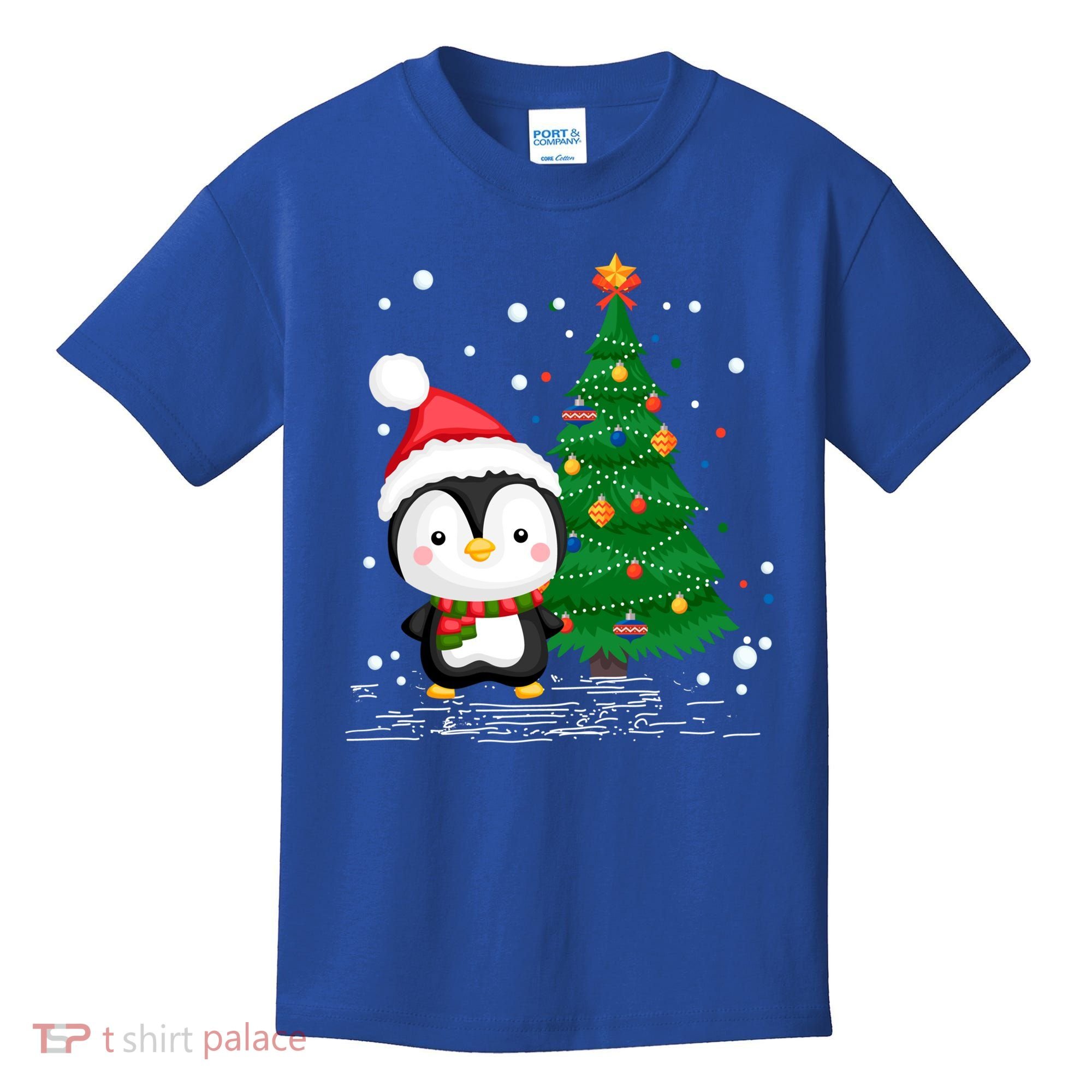 Funny Penguin Lover Gift Santa Hat Penguin Christmas Gift Kids T-Shirt