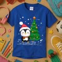 Funny Penguin Lover Gift Santa Hat Penguin Christmas Gift Kids T-Shirt thumb 3