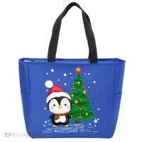 Funny Penguin Lover Gift Santa Hat Penguin Christmas Gift Tote Bag thumb 0