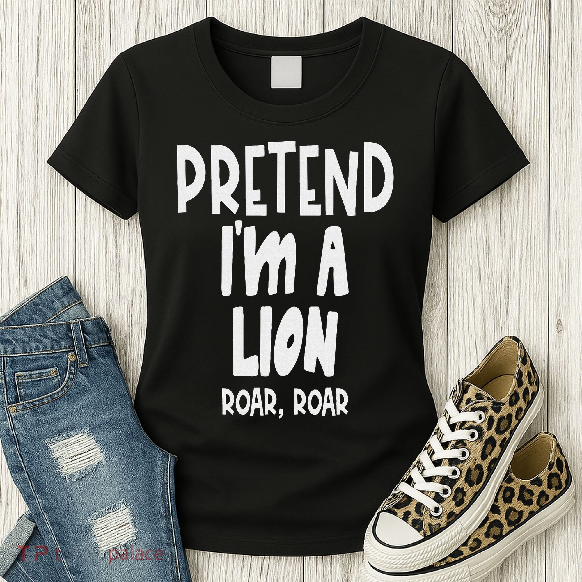 Fun Pretend Lion Lazy Halloween Lion Costume Women's T-Shirt