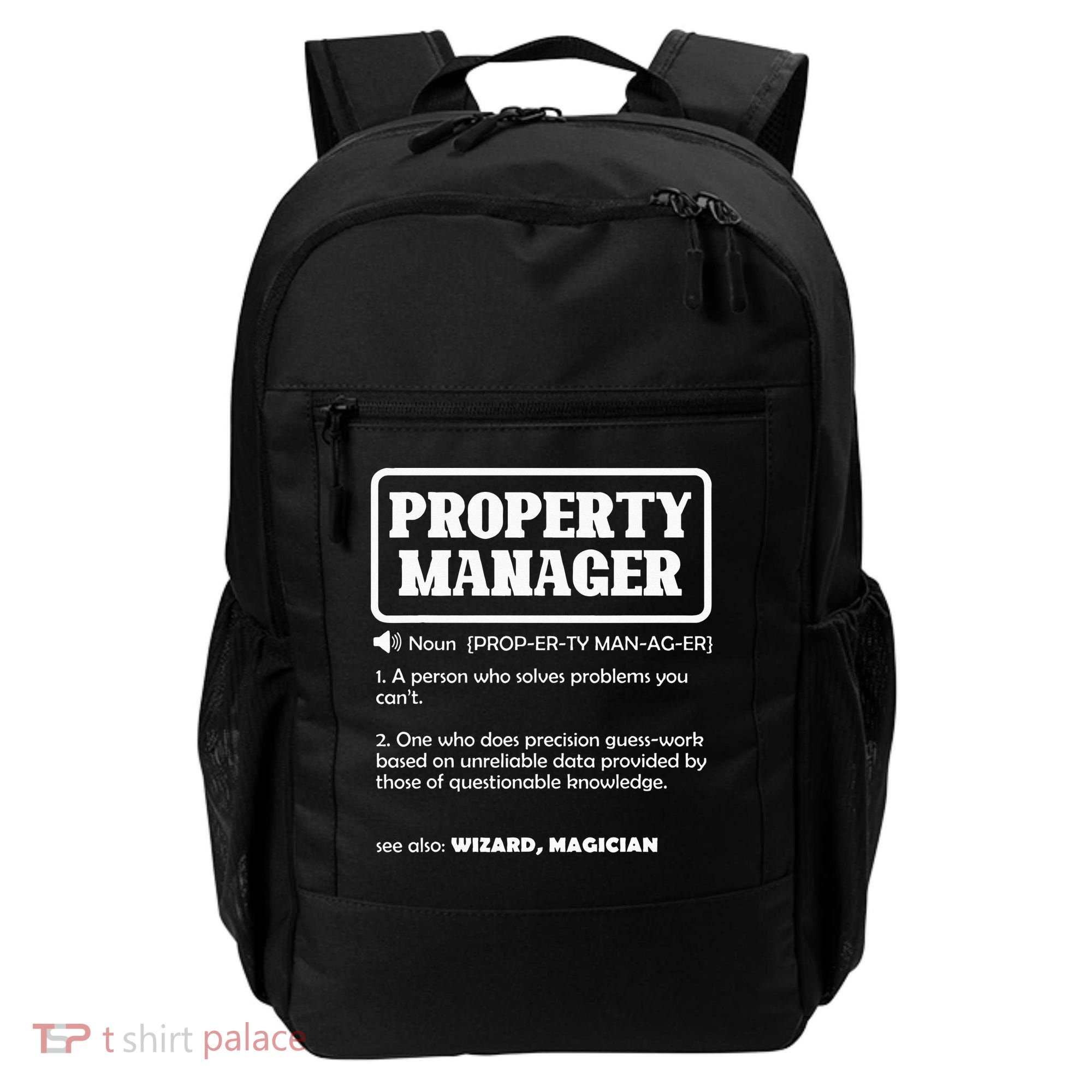 Funny Property Manager Definition Real Estate Management Backpack
