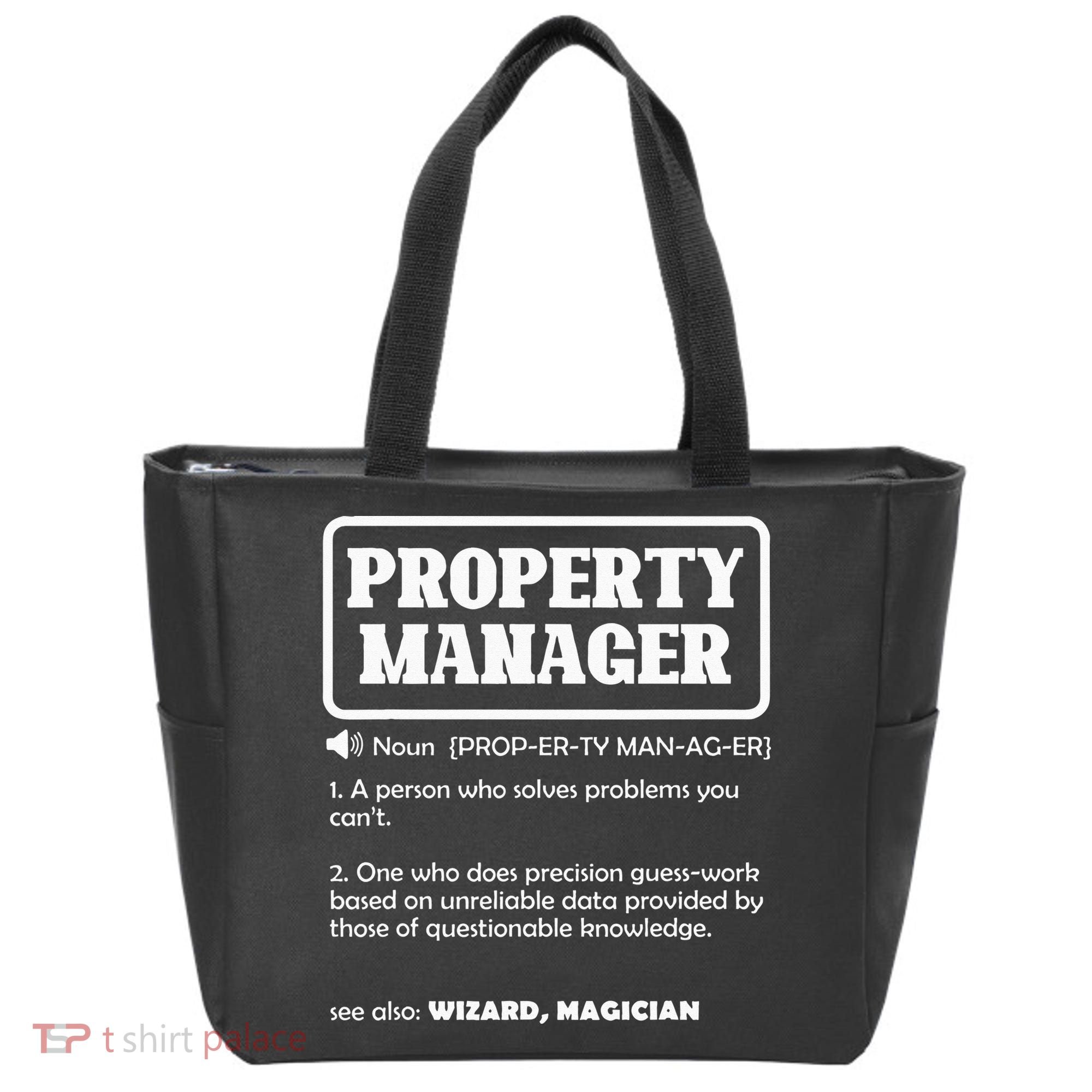 Funny Property Manager Definition Real Estate Management Tote Bag