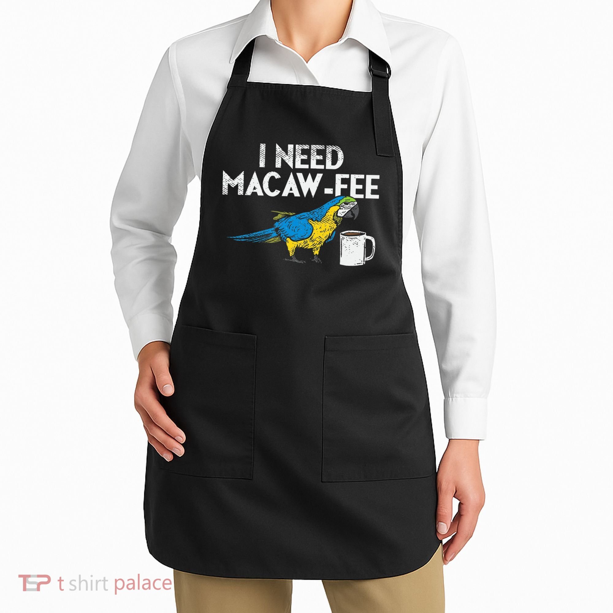 Funny Parrot Macaw And Coffee I Scarlet Macaw Owner Apron