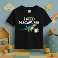 Funny Parrot Macaw And Coffee I Scarlet Macaw Owner Toddler T-Shirt thumb 3