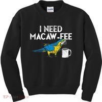 Funny Parrot Macaw And Coffee I Scarlet Macaw Owner Kids Sweatshirt thumb 0