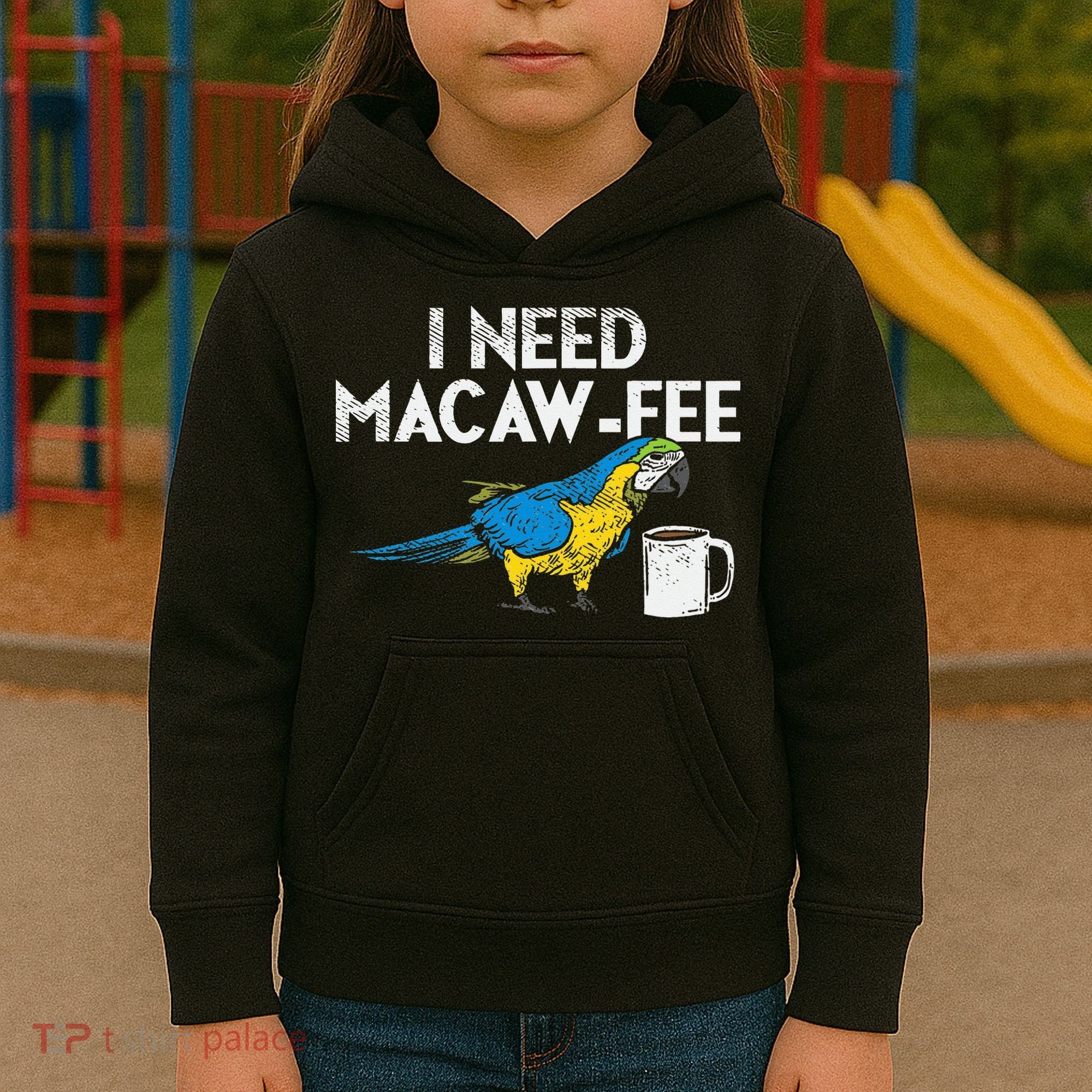 Funny Parrot Macaw And Coffee I Scarlet Macaw Owner Kids Hoodie