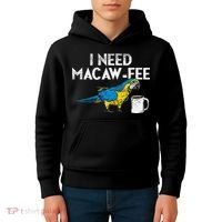 Funny Parrot Macaw And Coffee I Scarlet Macaw Owner Kids Hoodie thumb 4