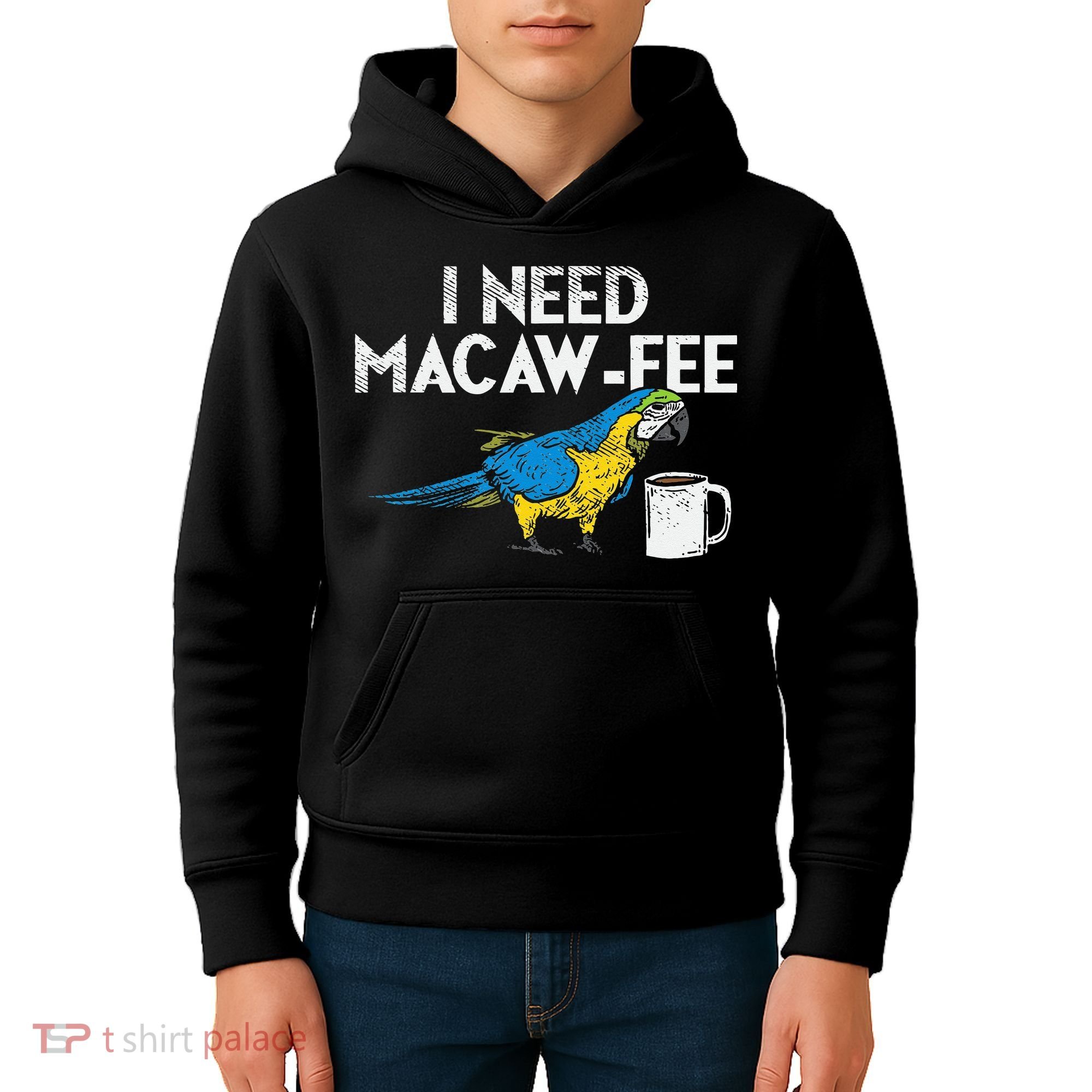 Funny Parrot Macaw And Coffee I Scarlet Macaw Owner Kids Hoodie