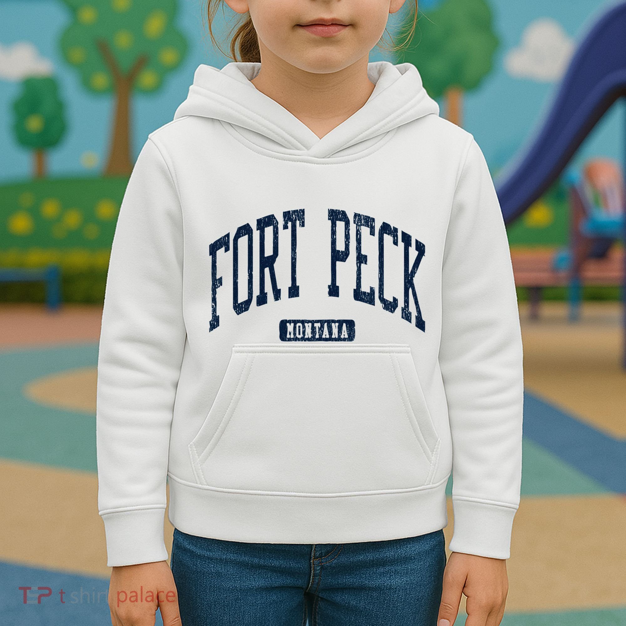 Fort Peck Montana Mt Style Blue Kids Hoodie