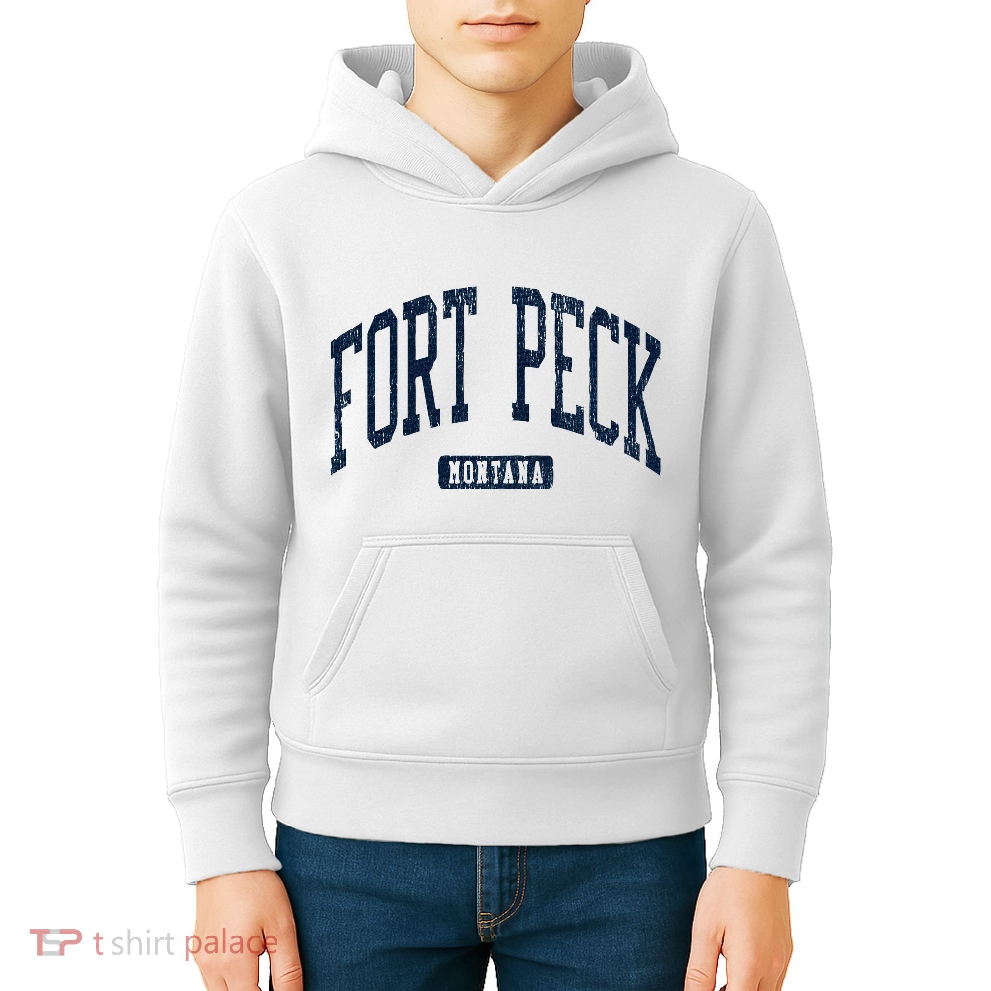Fort Peck Montana Mt Style Blue Kids Hoodie