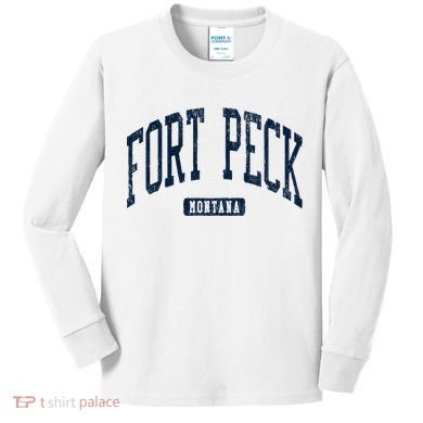 Fort Peck Montana Mt Style Blue Kids Long Sleeve Shirt
