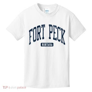 Fort Peck Montana Mt Style Blue Kids T-Shirt