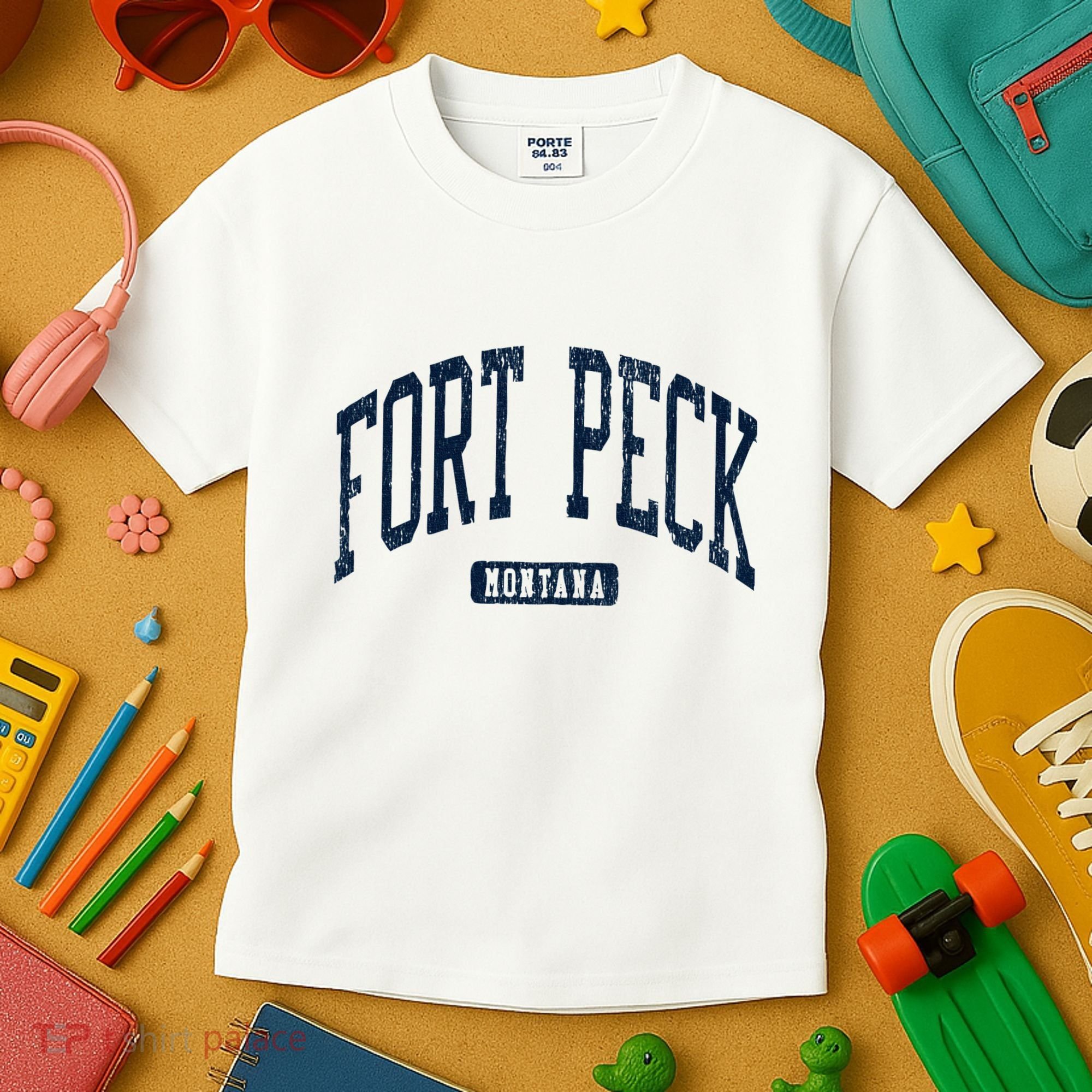 Fort Peck Montana Mt Style Blue Kids T-Shirt