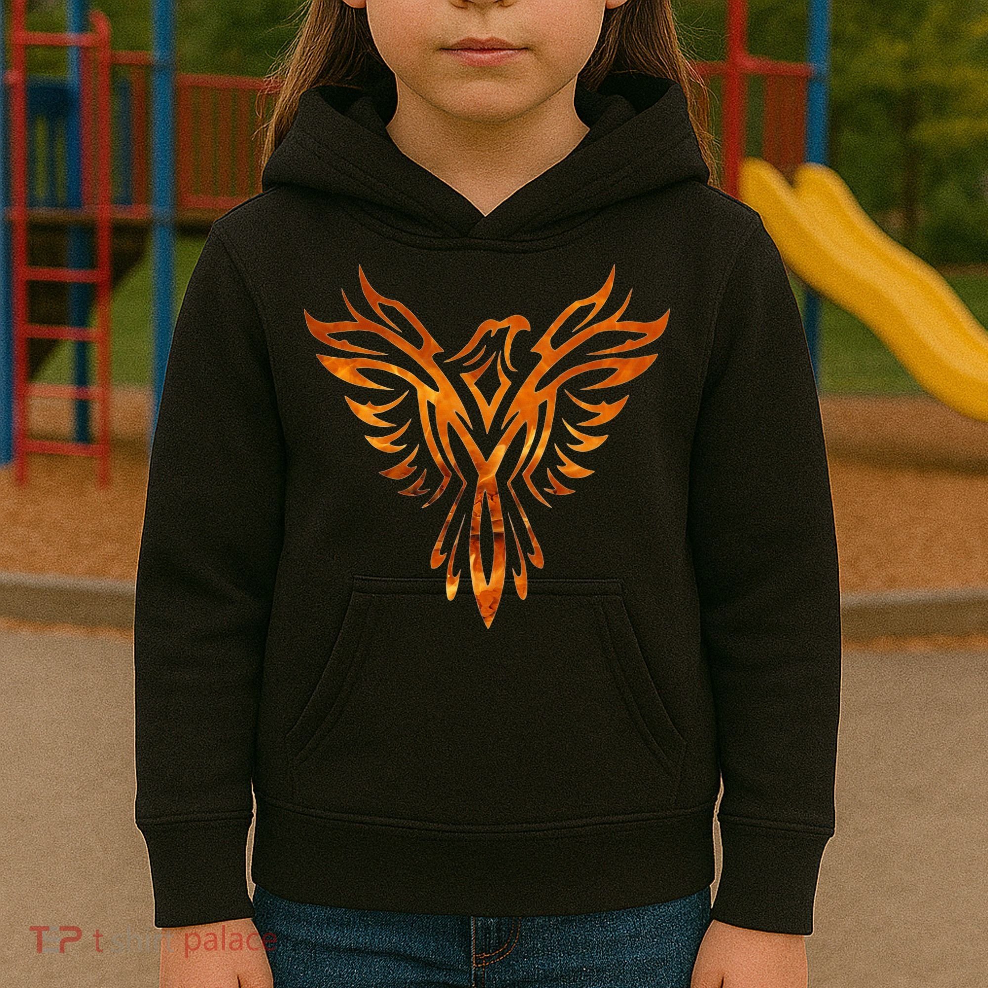 Fire Phoenix Mythical Bird Rising Born Again Kids Hoodie